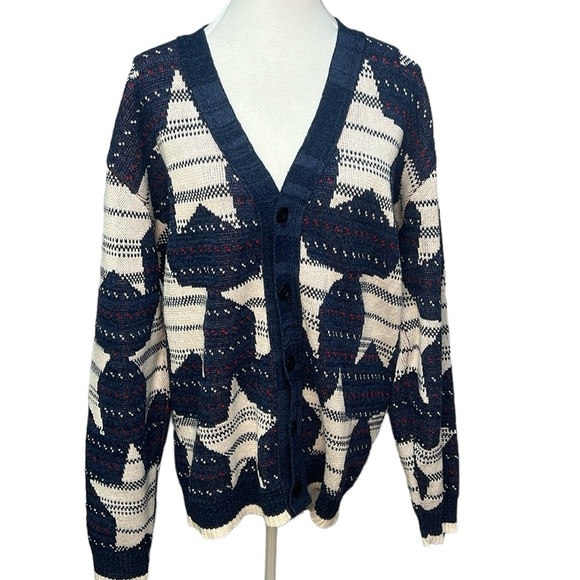 Green 3 Stars Cardigan Sweater - Picture 1 of 5